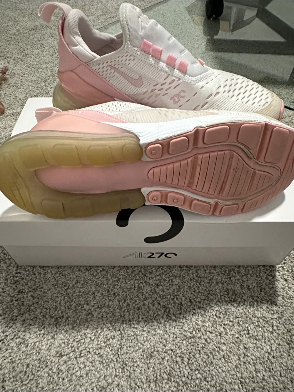 Nike White and Light Pink Slip-On Air 270 Sneakers - Picture 3 of 3